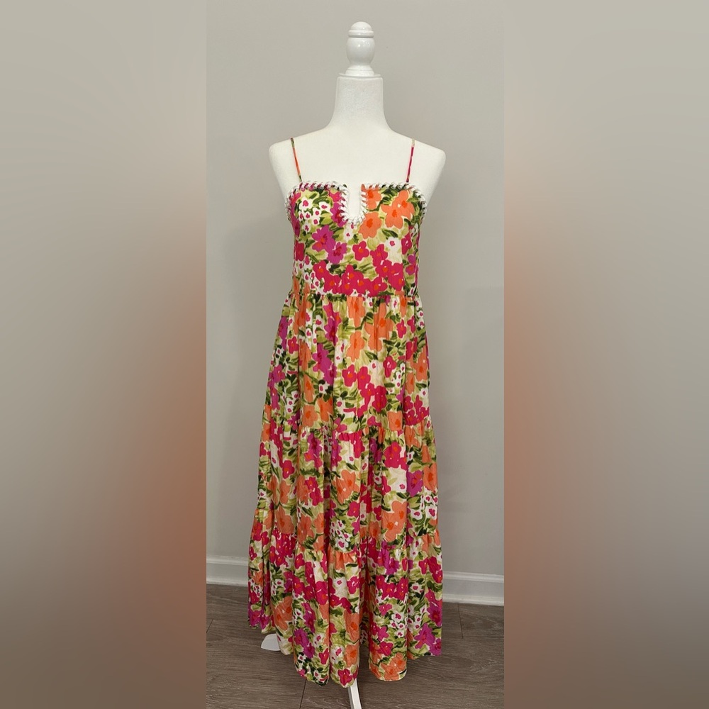 TCEC Vibrant Floral Maxi Dress - Pink and Orange